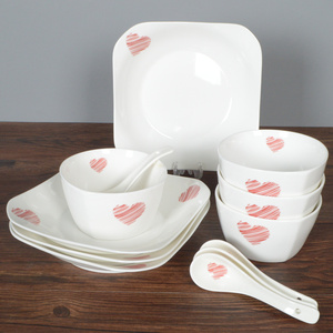 碗碟套装家用陶瓷餐具碗盘碗筷盘子碗韩式简约创意菜盘子吃米饭碗
