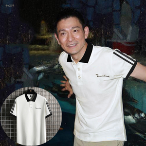 刘德华同款短袖夏季男士翻领短袖体恤透气大码半袖polo衫青年男装