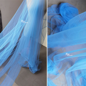 蓝色晶石网纱 设计师进口刺绣蕾丝面料 diy婚纱连衣裙制作布料