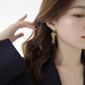 【迷度】S925银针圆圈耳环精致长款流苏女显脸瘦的耳线适合圆脸