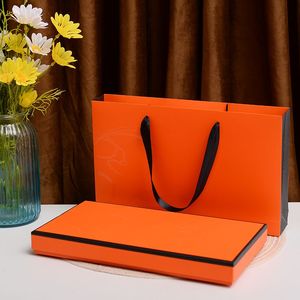 新款橙色长方形丝巾包装盒精致伴手礼盒披肩文胸礼品套盒批发定制