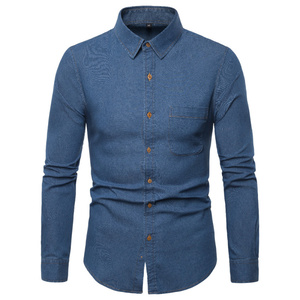 牛仔衬衫males long sleeve denim shirt jeans cowboy shirts男