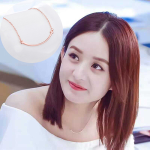 赵丽颖林浅同款笑脸项链s925纯银唐晶微笑锁骨链气质百搭吊坠礼物