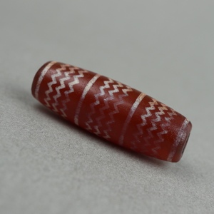 8mm西亚回流老工艺镶蚀纹路红玉髓水纹珠线珠旁系玛瑙天珠吊坠