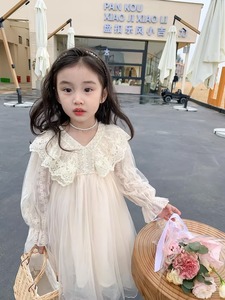 女童连衣裙春秋季新款2023韩版洋气女孩宝宝纱裙仙女裙蓬蓬公主裙