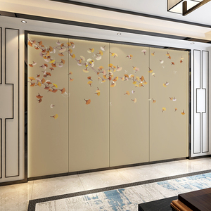 新中式墙纸壁画客厅沙发电视背景墙硬包现代简约8d影视墙卧室软包