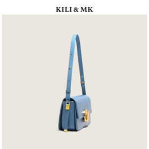 KILI＆MK小众设计款蓝色宠物背包易拉罐复古单肩腋下法棍包斜挎包