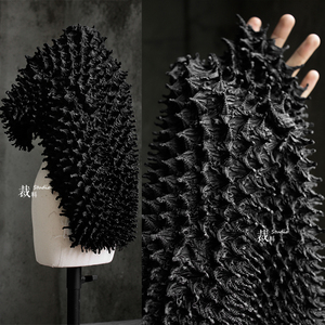 黑榴莲 原创意立体海胆刺猬肌理手工面料改造服装包包设计师布料