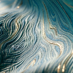 山泉海洋 立体蓝色流水肌理双面提花闪光泽布料厚服装设计师面料