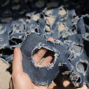 废墟 原创设计师布料 牛仔面料肌理立体改造破洞创意镂空透视面料