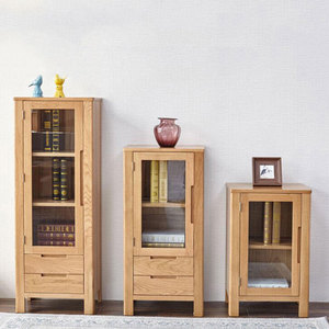 日式实木电视柜旁柜 立柜边柜储物柜 白橡木置物架收纳柜组合定制