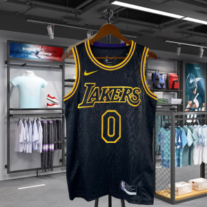 美版sw 湖人队0号尼克杨球衣 库兹马蛇纹黑色威少男女篮球服热压