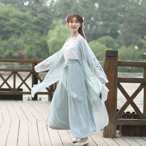杜若汉服日常改良古装中国风仙女裙裤宋裤褙子套装汉