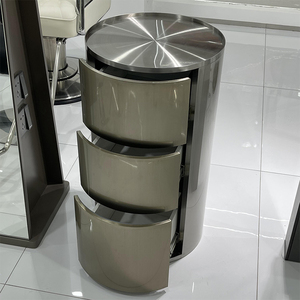 发廊专用不锈钢工具柜理发店美发推车储物柜子三层抽屉剪发柜圆柱