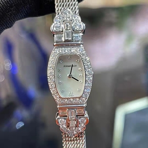 二手 爱彼ap 18k白金镶钻女士石英腕表