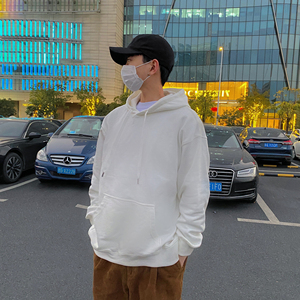 aurora日系男装基础跑量款纯色卫衣男宽松休闲打底套头衫360克