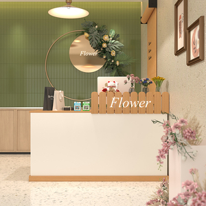 收银台服装店理发店吧台美容美甲店柜台接待台花店奶茶店前台