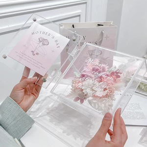 亚克力透明巨型镜面永生花盒居家创意装彩色摆件鲜花篮相片饰品盒