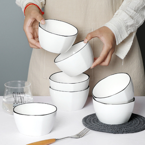 10只装家用碗方碗陶瓷创意小饭碗方碗吃饭碗商用餐具北欧风可微
