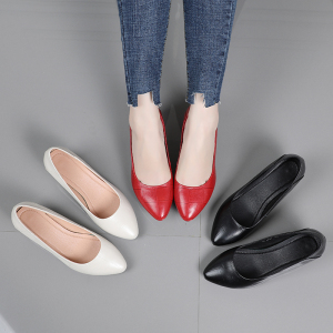 上班酒店服务员圆头高跟鞋工作鞋女黑色中跟职业粗跟舒适皮鞋单鞋