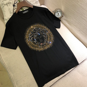 20ss意大利时装周瓦萨琪超闪烫钻夏季休闲短袖 美杜莎时尚男装t恤