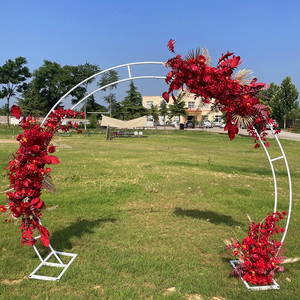 新款婚庆道具铁艺拱门架子几何异形拱门森系婚礼舞台背景装饰花门