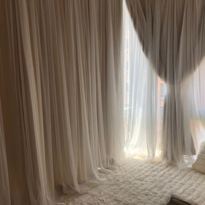 2021年新款双层窗帘少女公主风卧室简约全遮光客厅白色蕾丝成品纱