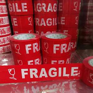 FRAGILE易碎警示语胶带英文字母胶带5.5宽外贸出口专用封箱胶带