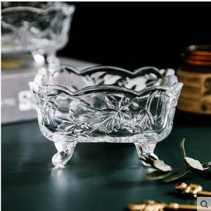 方形复古糖罐 烟灰缸 浮雕储物罐首饰盒玻璃肥皂盒 烟缸