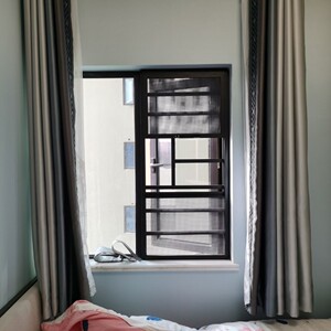 不锈钢金刚网纱窗护栏一体自装防蚊防盗铝合金平开窗带锁防护纱网