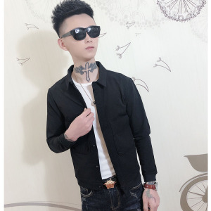 春秋韩版修身夹克外套网红社会精神小伙薄款夹克休闲百搭帅气男装