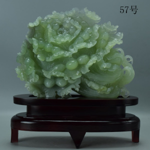 岫玉白菜摆件精品玉雕辽宁岫岩原石一体手工雕刻客厅珠宝装饰包邮