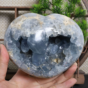 天然天青石 蓝晶洞原石摆件 蓝水晶簇聚宝盆 晶体标本 招财聚财