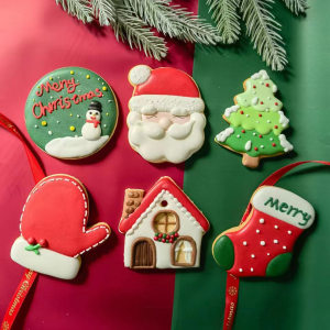 手工圣诞节曲奇卡通圆形蛋白糖糖霜饼干1001款抖音小红书同款蛋糕