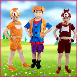 熊大儿童演出服动物服装熊二衣服卡通舞蹈服光头强表演演出服男女