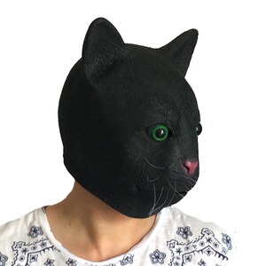 万圣节化妆舞会恐怖面具猫头面具喵星人黑猫头套舞会派对表演道具