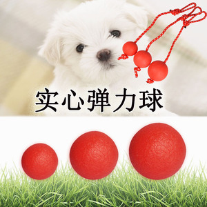 狗狗实心弹力球训练球穿绳弹力球小狗玩具宠物球耐咬磨牙互动玩具