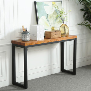 美式工业风复古实木铁艺玄关桌极简约供桌条几案台靠墙边长条窄桌