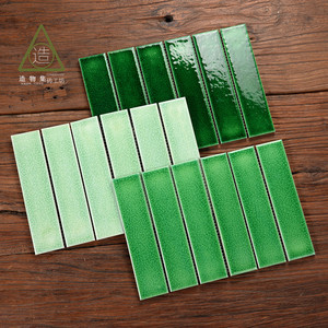 复古墨绿色冰裂手工砖厨房卫生间瓷砖马赛克餐厅连锁店长条墙砖