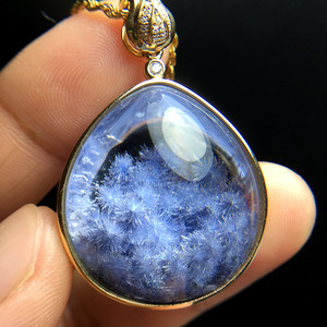 天然水晶巴西蓝线石 蓝发晶吊坠 戒面 异象包裹体 代镶嵌 定制款