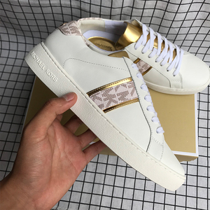 mk女鞋2019春新款透气百搭休闲字母印刷板鞋杨幂同款真牛皮小白鞋