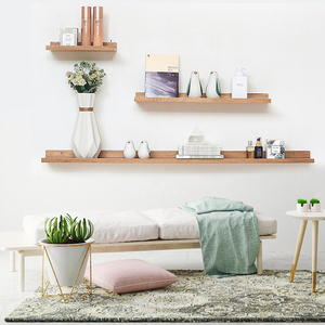 墙上置物架橡木搁板展示架实木板片客厅卧室装饰托板墙壁一字隔板