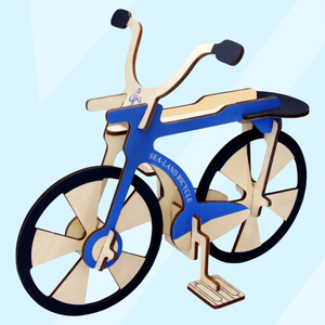 四联木质拼装模型儿童益智创意玩具3d立体拼图diy木板 手工自行车