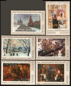 艺术名画4486苏联画家兰赛列和乌里扬诺夫所作名画1975年-6全新