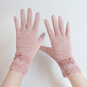 夏季防晒手套女防紫外线薄款开车纯棉可爱透气骑车触屏防滑春秋天