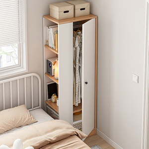 宽30/40cm卧室结实小型单人衣柜带书架一体床头挂衣橱收纳柜超窄