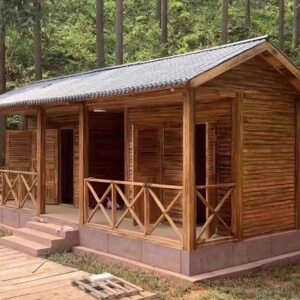 防腐木小木屋户外组装简易新中式可移动木屋民宿农家乐景区售货亭