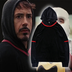 钢铁侠2同款电影复联4周边托尼战衣唐尼衣服外套拼接连帽休闲卫衣