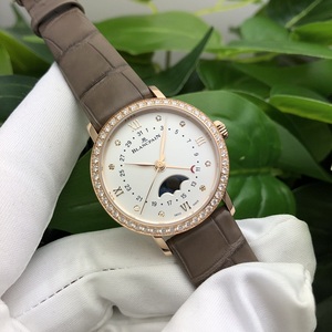 宝珀villeret系列玫瑰金钻圈全历月相自动机械女表6106-2987-55a