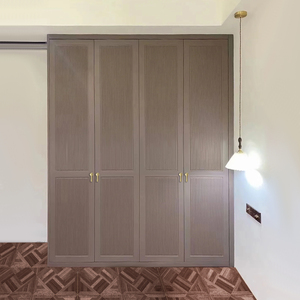 贝尚家居轻奢德系格栅实木衣柜美式简美风平开卧室整装衣帽间柜门